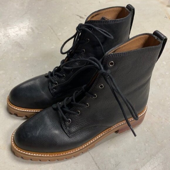 Madewell Women Combat Boot The Clair Leather Lace Up MA979 Black Grunge Punk - Picture 2 of 16